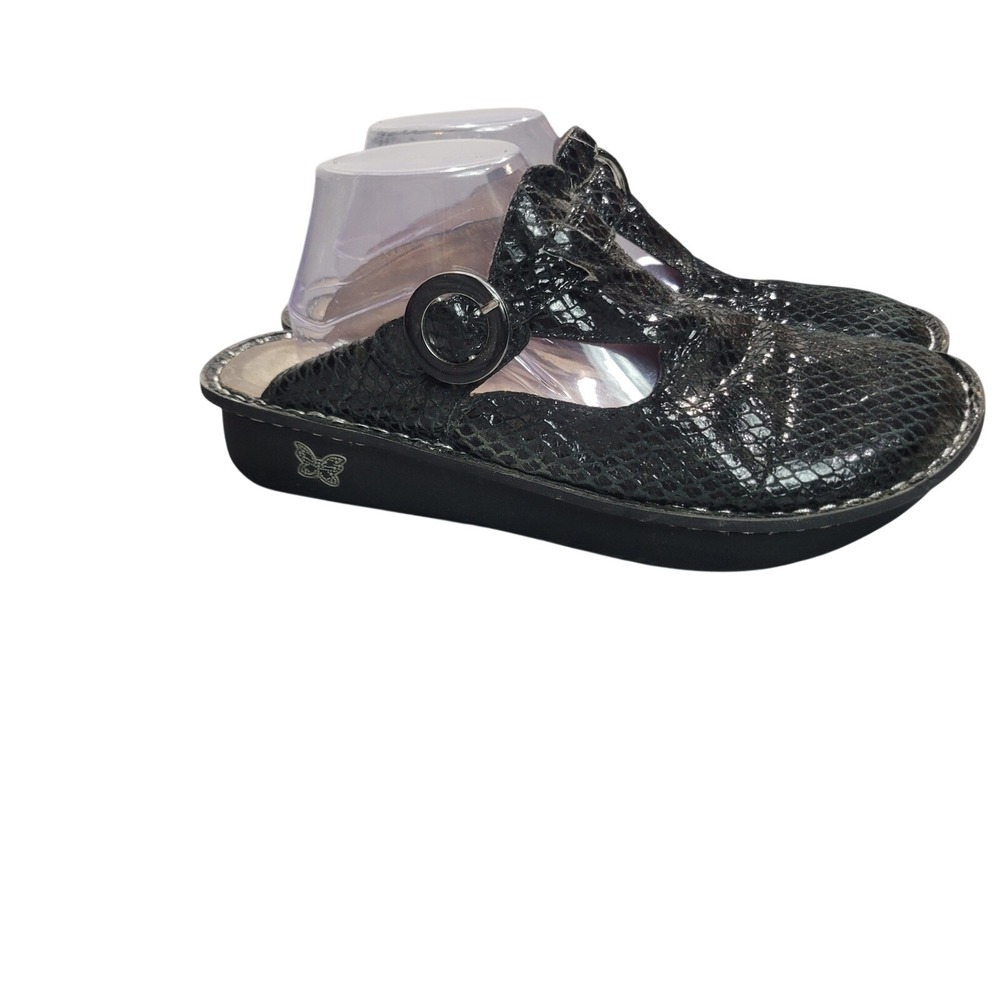 Alegria Clog Mules Women 42 Black Snakeskin ALG-701 Leather Comfort Slip On Shoe